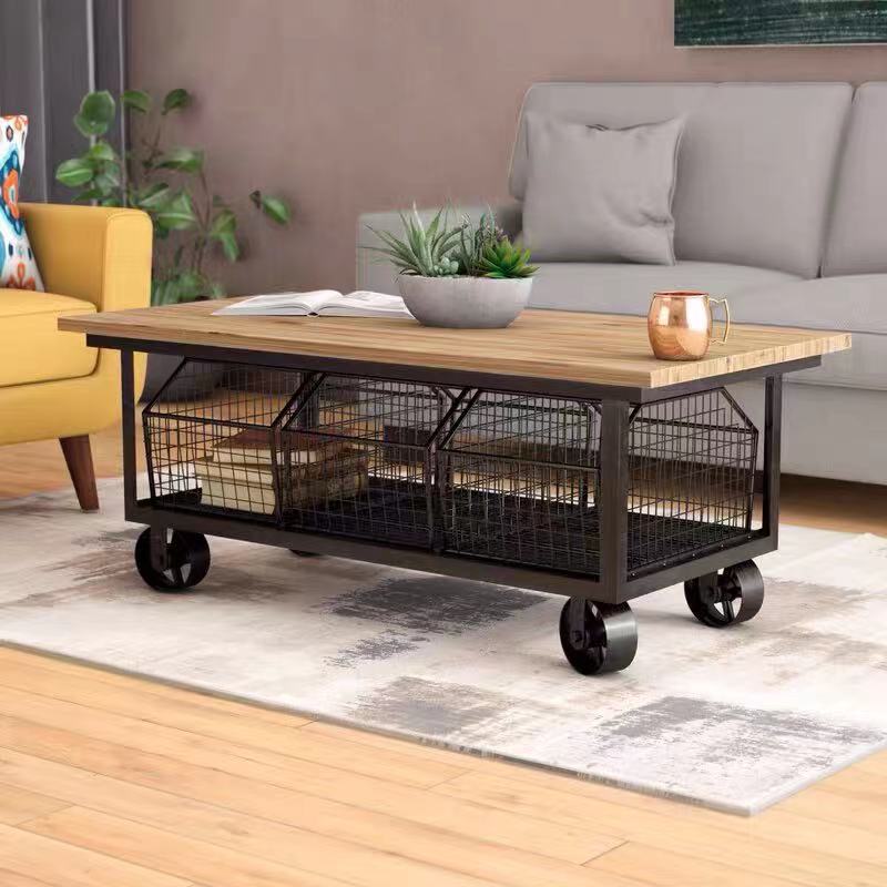 Wheel Coffee Table with Storage - 4 Seasons Home Gadgets