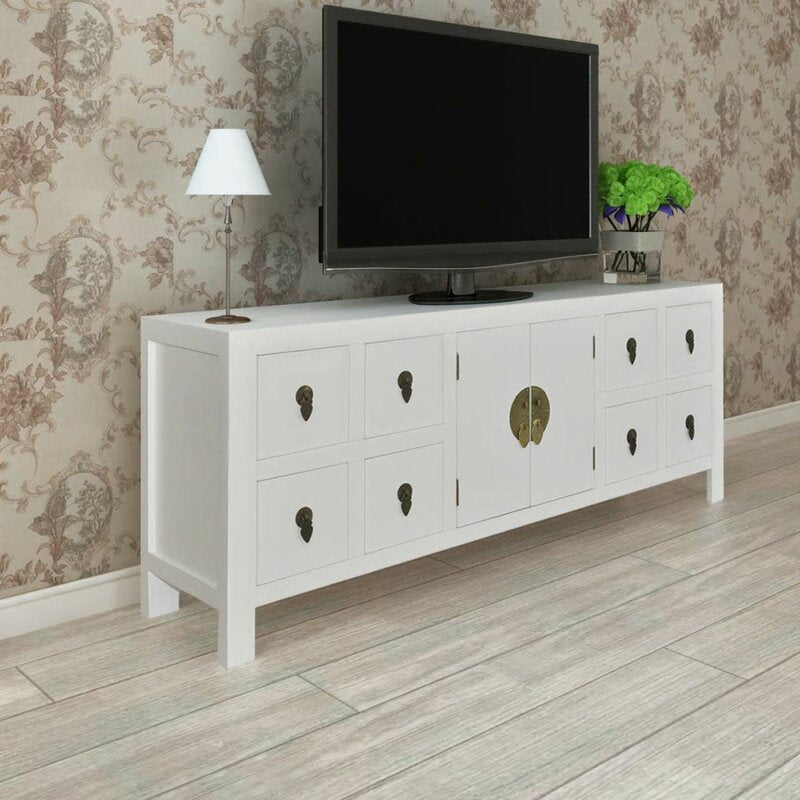 White Turquoise Wide 4 Drawer Server Sideboard - 4 Seasons Home Gadgets