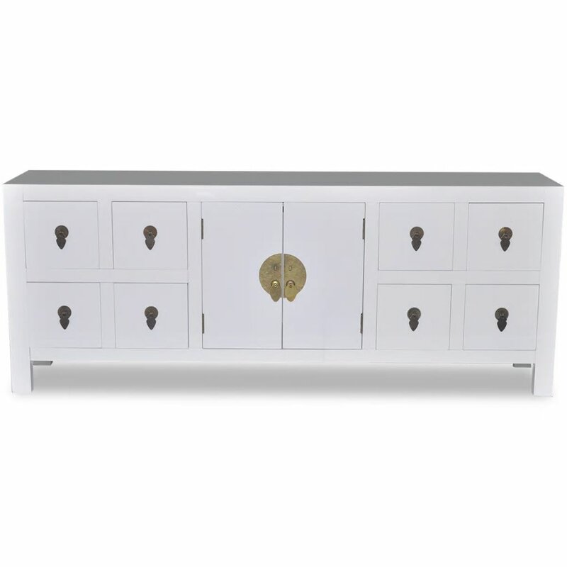 White Turquoise Wide 4 Drawer Server Sideboard - 4 Seasons Home Gadgets