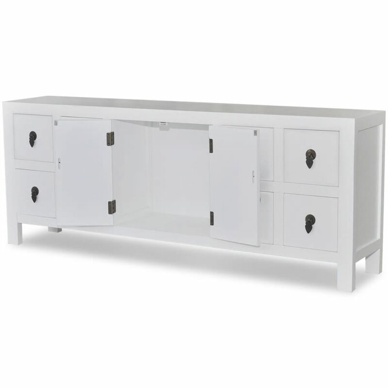 White Turquoise Wide 4 Drawer Server Sideboard - 4 Seasons Home Gadgets