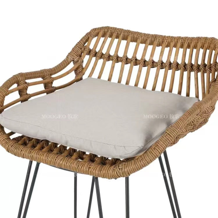 Wicker Patio Bar Stool with Cushion - 4 Seasons Home Gadgets