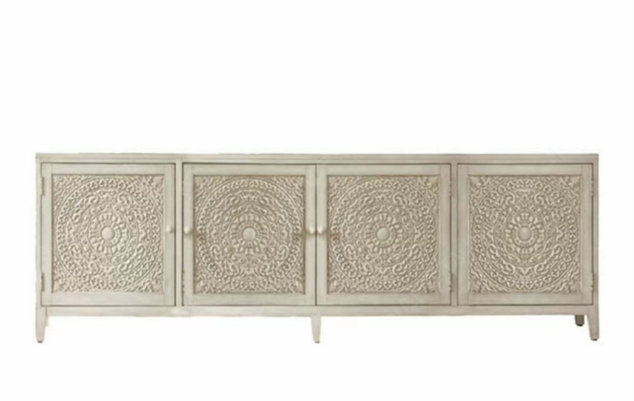 Solid Birch Wood Sideboard Cabinet Credenza - 4 Seasons Home Gadgets