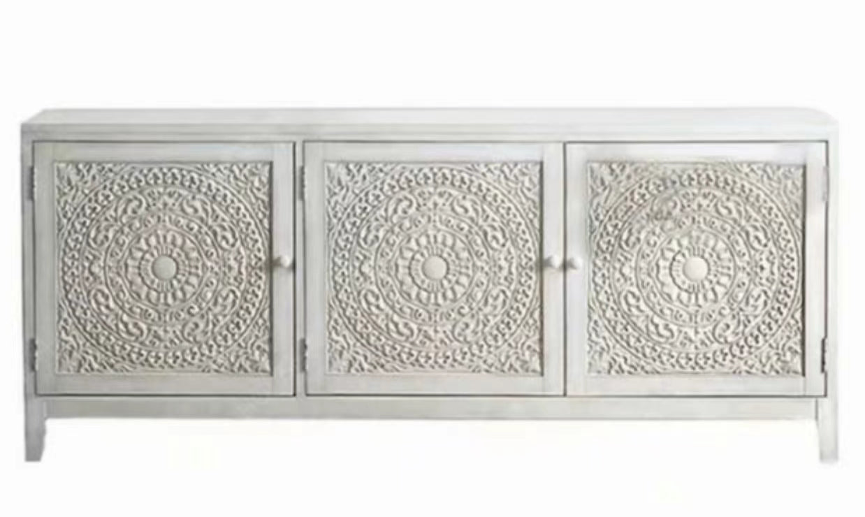 Solid Birch Wood Sideboard Cabinet Credenza - 4 Seasons Home Gadgets