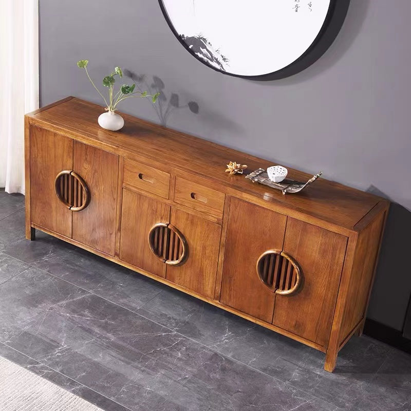 Wide 4 Doors & Drawers Ash Wood Sideboard - 4 Seasons Home Gadgets