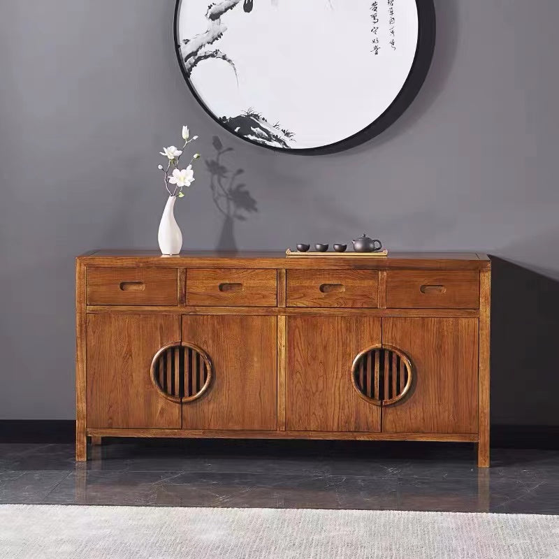 Wide 4 Doors & Drawers Ash Wood Sideboard - 4 Seasons Home Gadgets