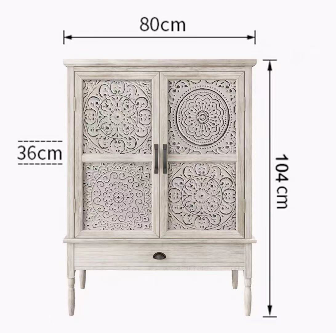 Wide Elm Solid Wood Sideboard Cabinet - 4 Seasons Home Gadgets