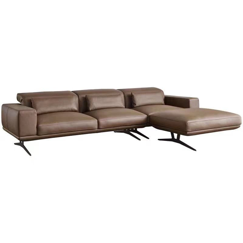 Wide Leather Sofa & Chaise - 4 Seasons Home Gadgets