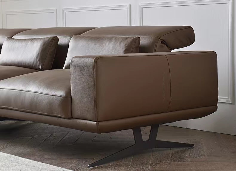 Wide Leather Sofa & Chaise - 4 Seasons Home Gadgets