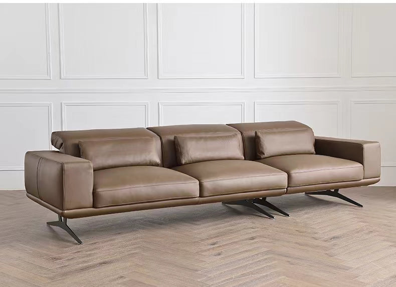 Wide Leather Sofa & Chaise - 4 Seasons Home Gadgets