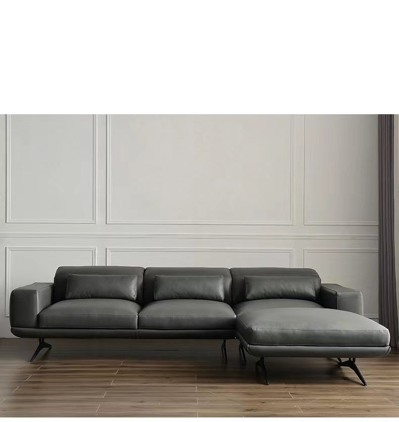 Wide Leather Sofa & Chaise - 4 Seasons Home Gadgets