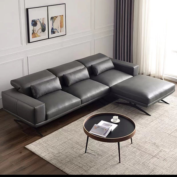 Wide Leather Sofa & Chaise - 4 Seasons Home Gadgets