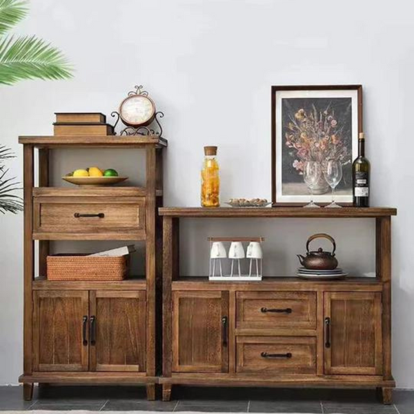 Wide Mango Wood Drawer Buffet Table End Table - 4 Seasons Home Gadgets