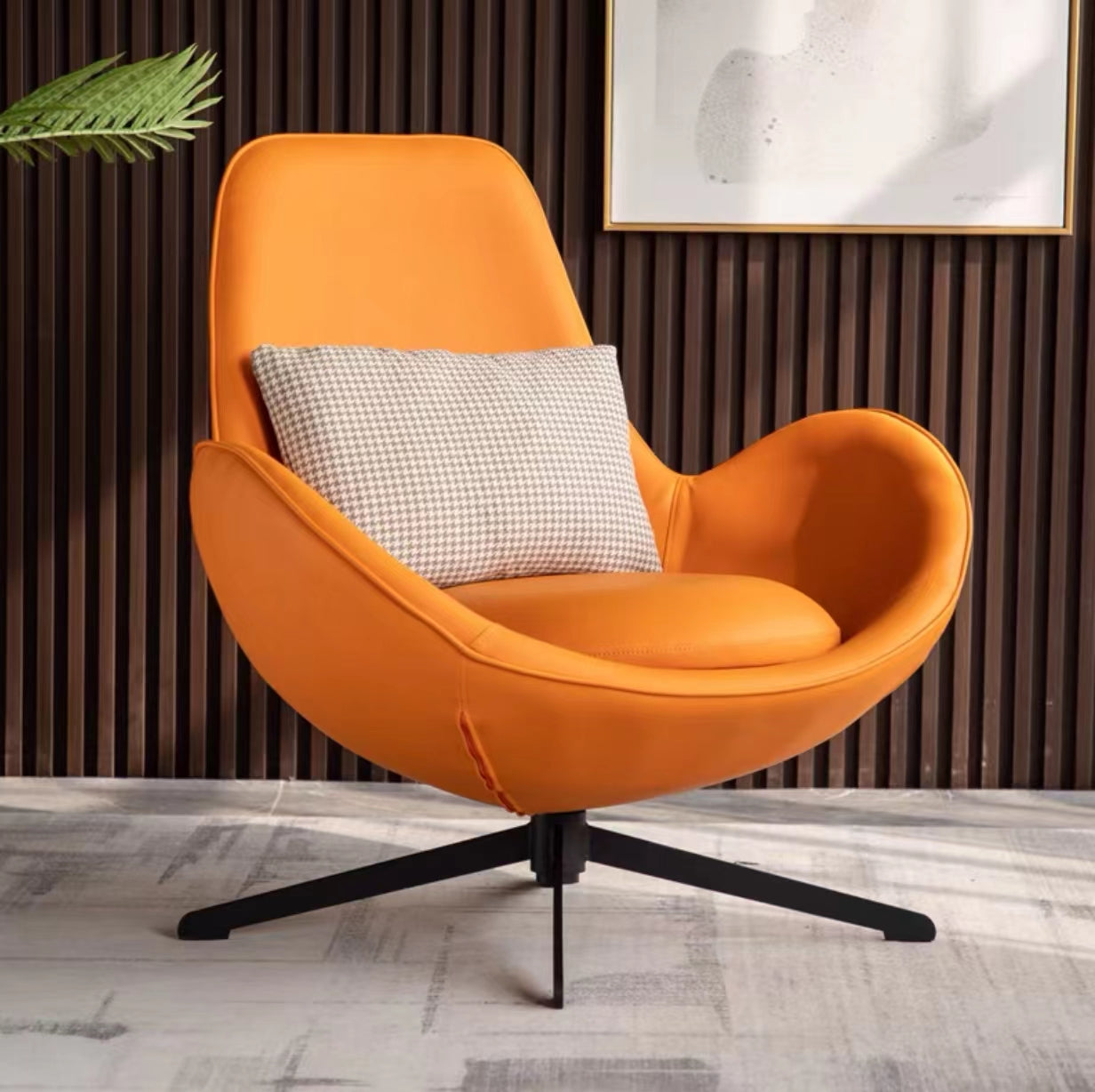 Wide PU Swivel Lounge Chair - 4 Seasons Home Gadgets