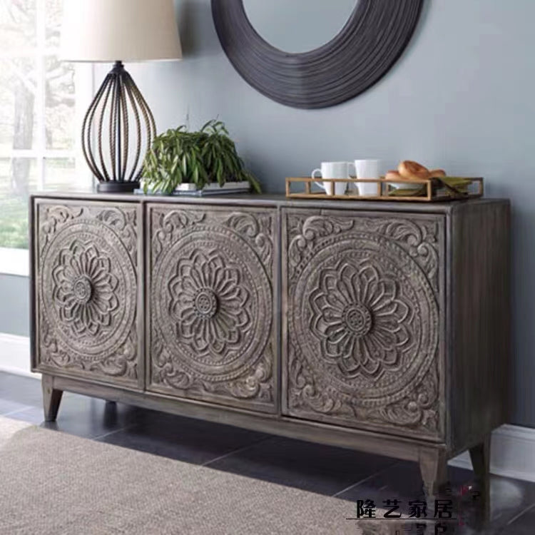 Wide Pine Solid Wood Sideboard 150cm - 4 Seasons Home Gadgets