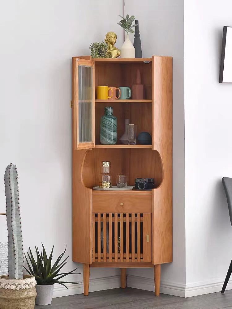 Wide Solid Wood Corner Cabinet - 4 Seasons Home Gadgets