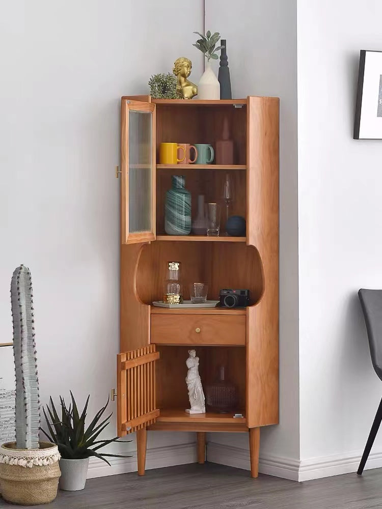 Wide Solid Wood Corner Cabinet - 4 Seasons Home Gadgets