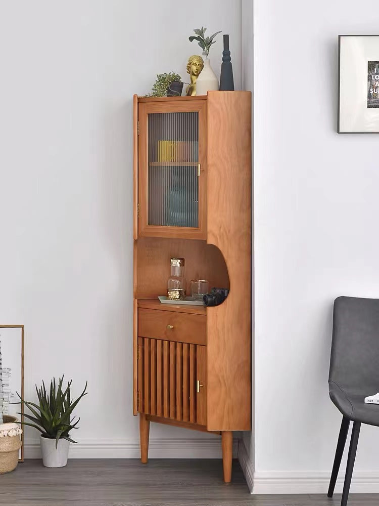 Wide Solid Wood Corner Cabinet - 4 Seasons Home Gadgets