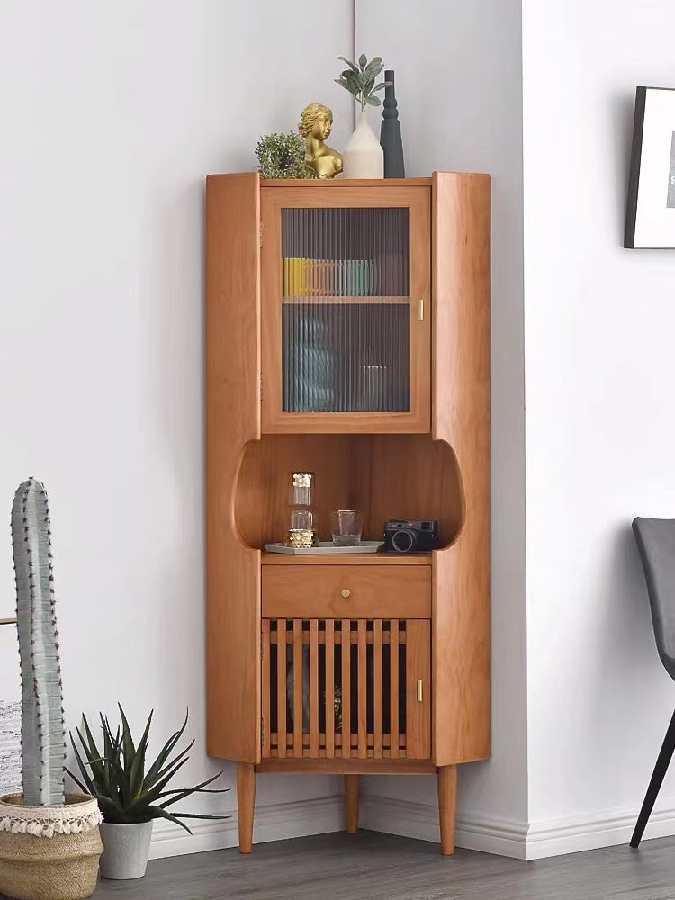 Wide Solid Wood Corner Cabinet - 4 Seasons Home Gadgets