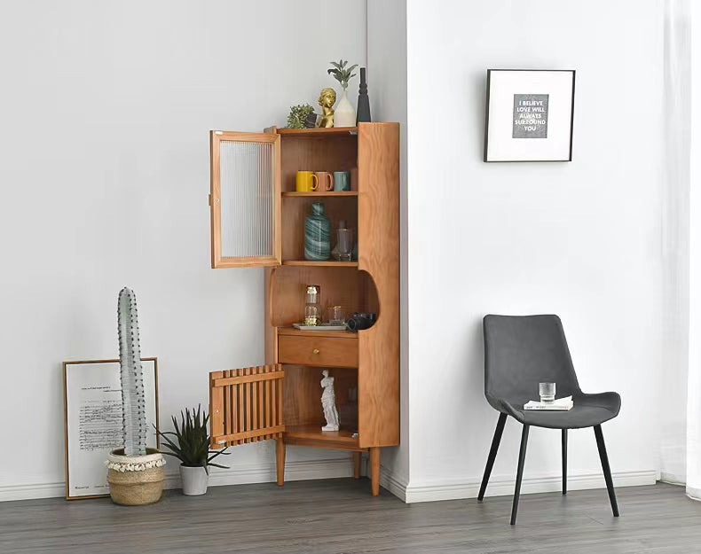 Wide Solid Wood Corner Cabinet - 4 Seasons Home Gadgets