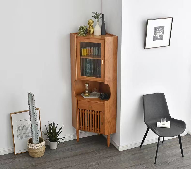 Wide Solid Wood Corner Cabinet - 4 Seasons Home Gadgets