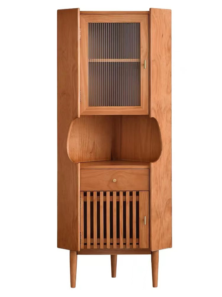 Wide Solid Wood Corner Cabinet - 4 Seasons Home Gadgets