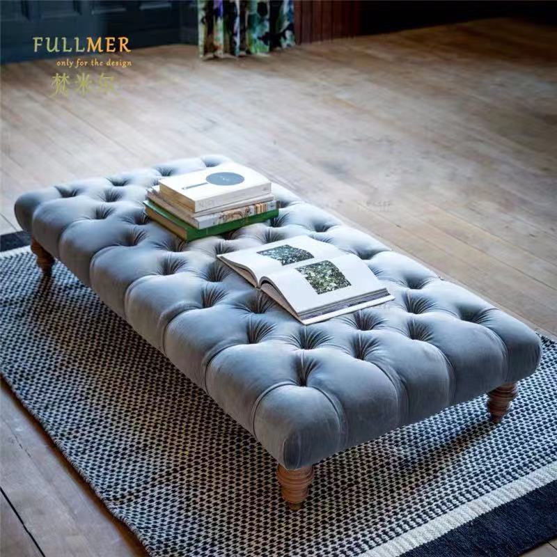 Wide Velvet Tufted Rectangle Cocktail Ottoman - 4 Seasons Home Gadgets