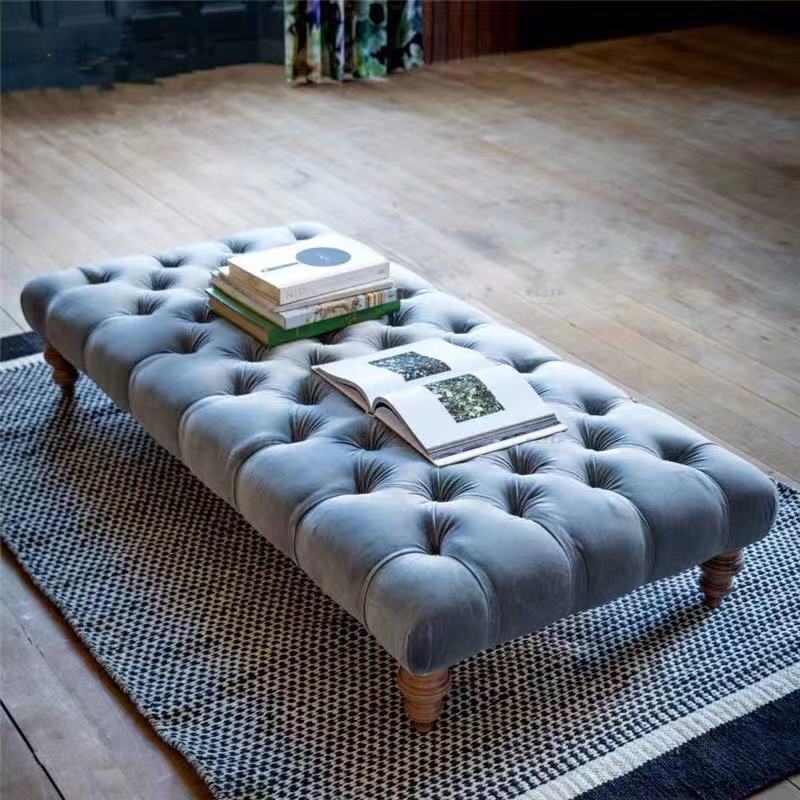 Wide Velvet Tufted Rectangle Cocktail Ottoman - 4 Seasons Home Gadgets