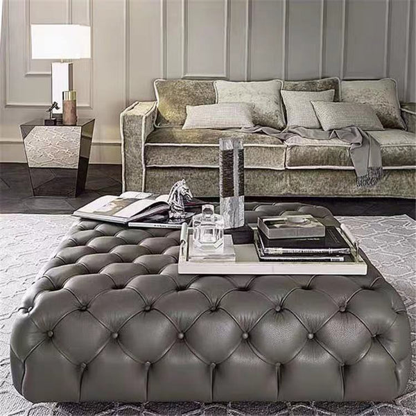 Wide Velvet Tufted Rectangle Standard Ottoman - 4 Seasons Home Gadgets