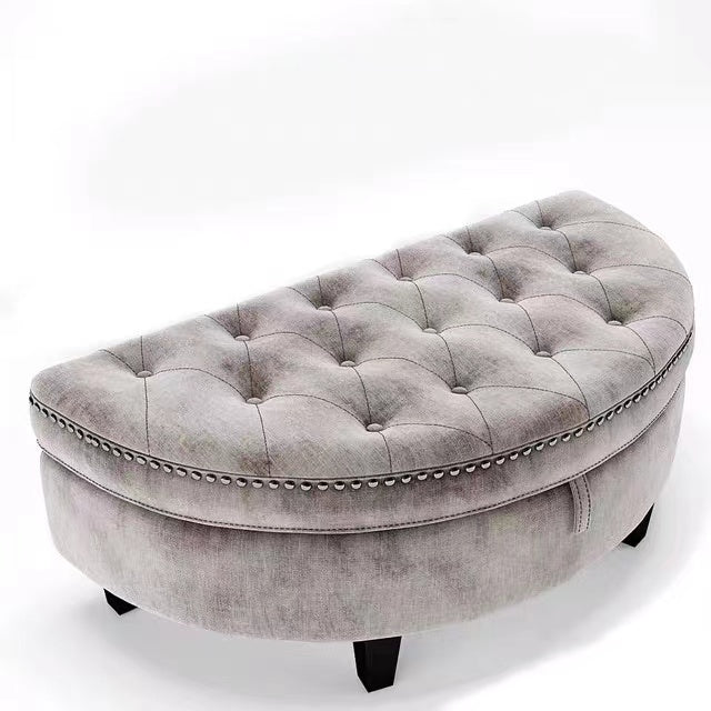 Wide Velvet Tufted Wedge Ottoman with Storage - 4 Seasons Home Gadgets