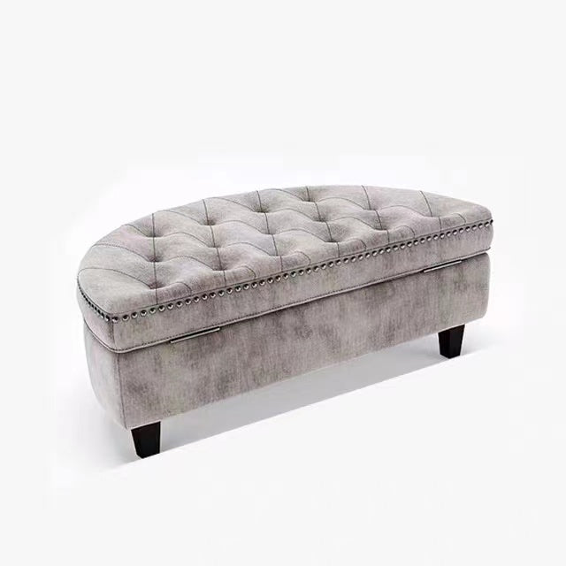 Wide Velvet Tufted Wedge Ottoman with Storage - 4 Seasons Home Gadgets