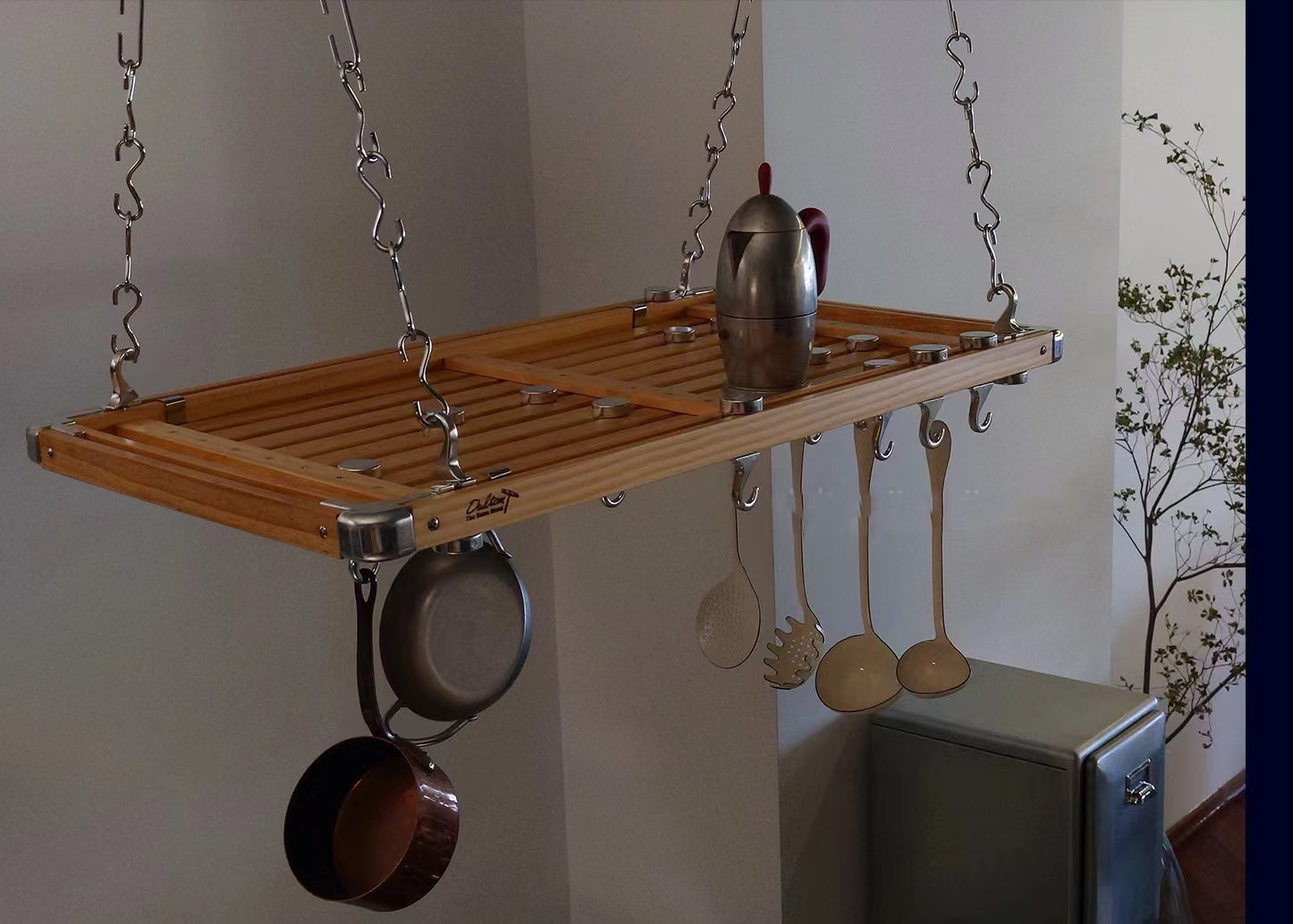 Wood Hanging Pot Rack - 4 Seasons Home Gadgets