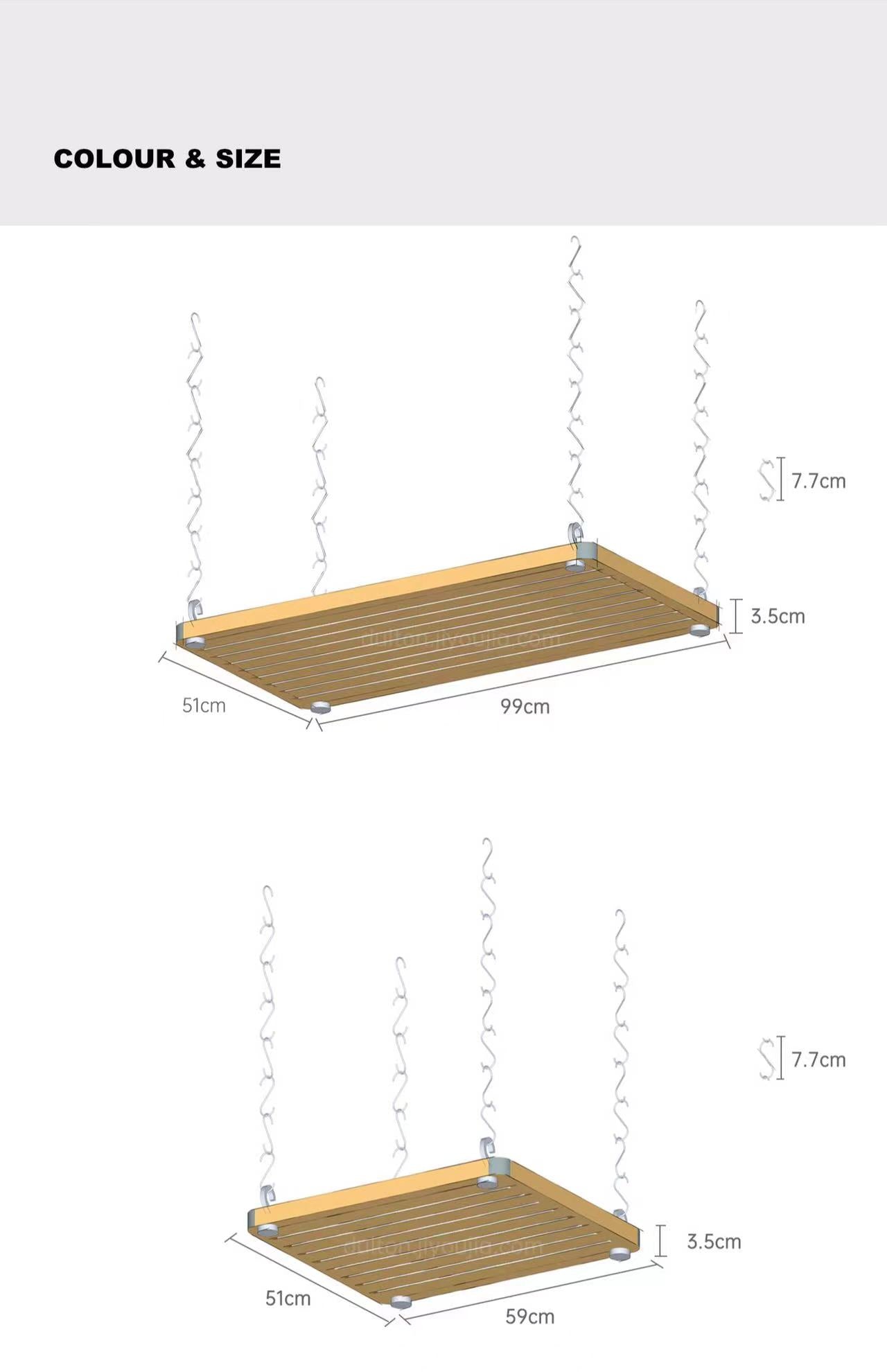 Wood Hanging Pot Rack - 4 Seasons Home Gadgets