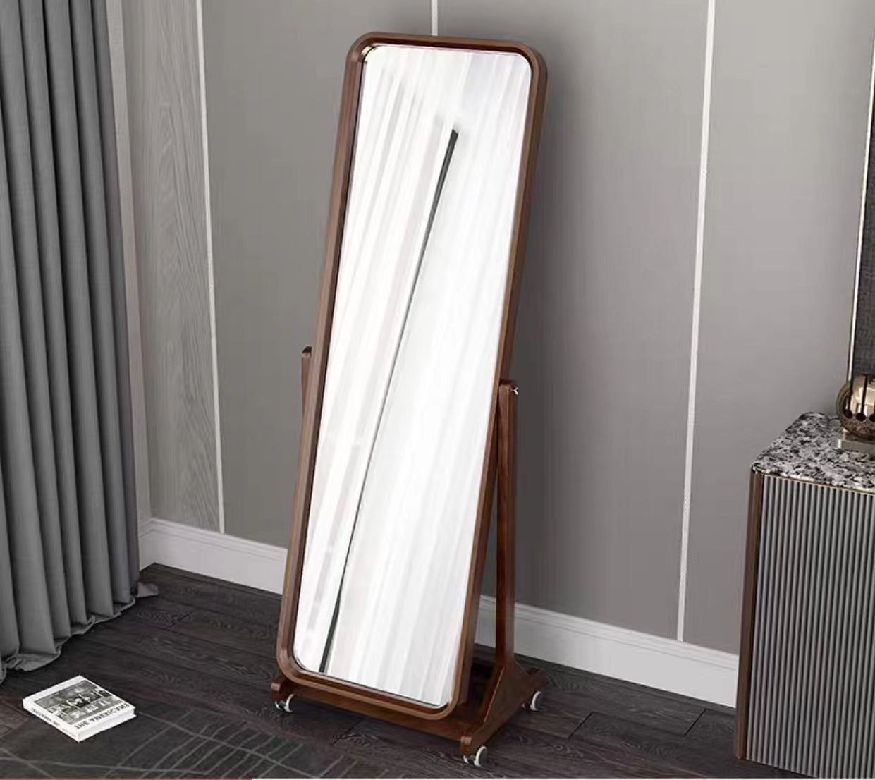 Wood Standing Floor Full Length Mirror - 4 Seasons Home Gadgets