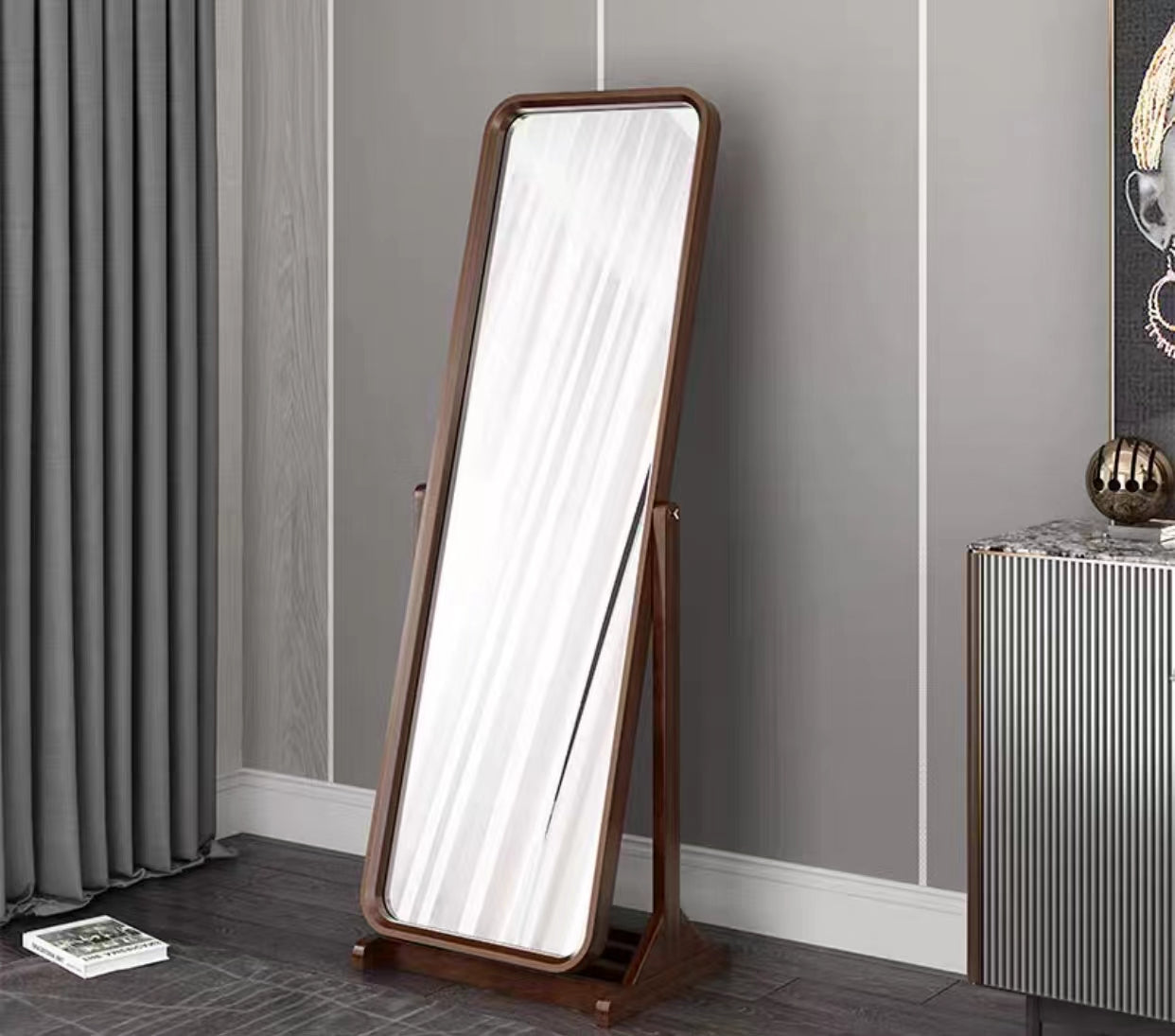 Wood Standing Floor Full Length Mirror - 4 Seasons Home Gadgets