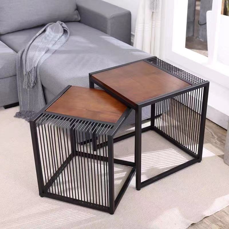 Wood & Metal Frame End Table Set - 4 Seasons Home Gadgets