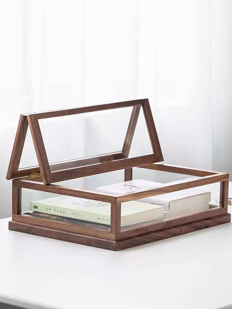 Wooden Glass Jewelry Display Box - 4 Seasons Home Gadgets