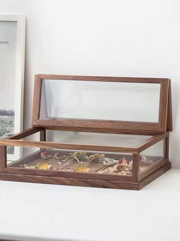 Wooden Glass Jewelry Display Box - 4 Seasons Home Gadgets