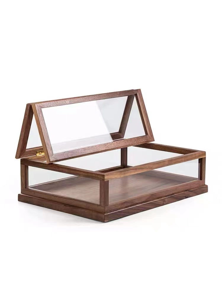 Wooden Glass Jewelry Display Box - 4 Seasons Home Gadgets