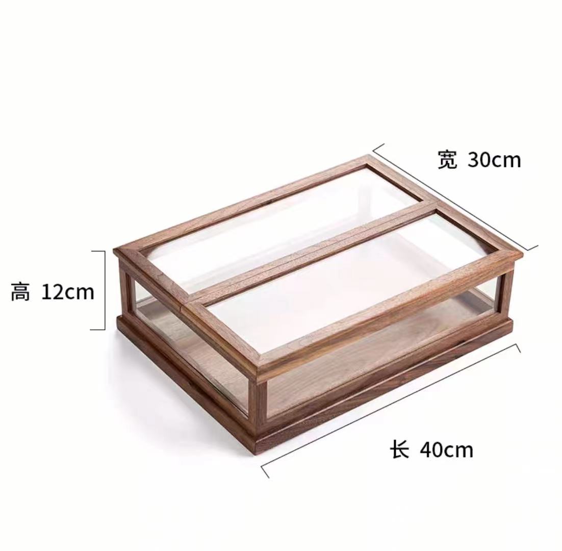 Wooden Glass Jewelry Display Box - 4 Seasons Home Gadgets