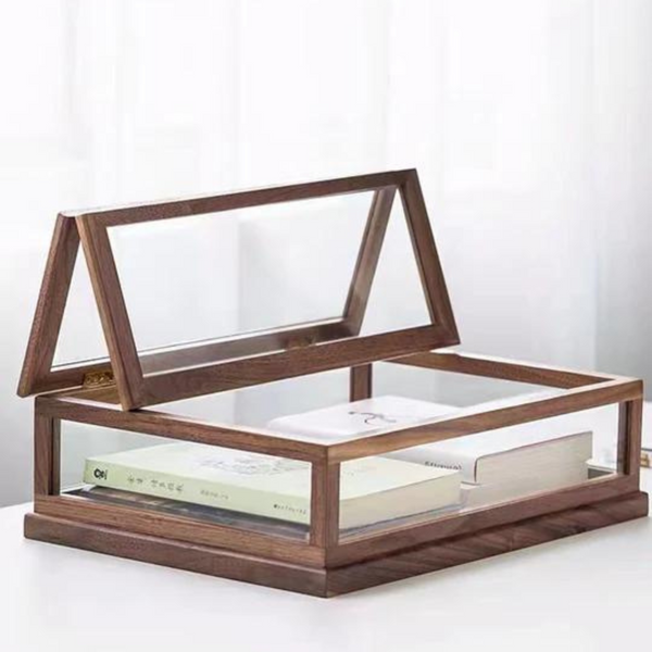 Wooden Glass Jewelry Display Box - 4 Seasons Home Gadgets