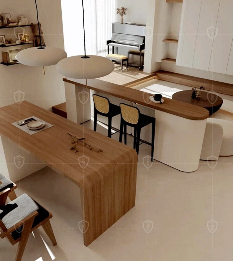 Wooden Kitchen Island Storage Dining Table - 4 Seasons Home Gadgets