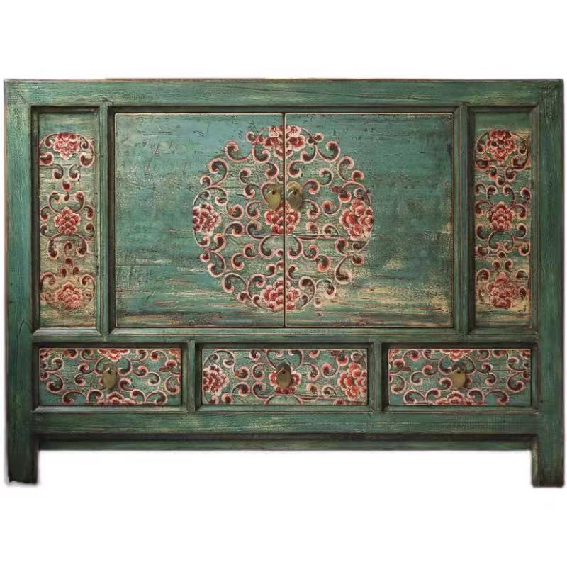 Wooden Mint Floral Sideboard Chest Cabinet - 4 Seasons Home Gadgets