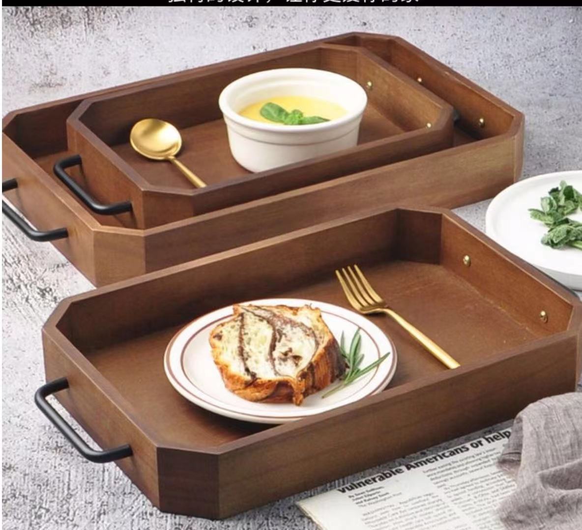 Wooden Serve Tray Set - 4 Seasons Home Gadgets