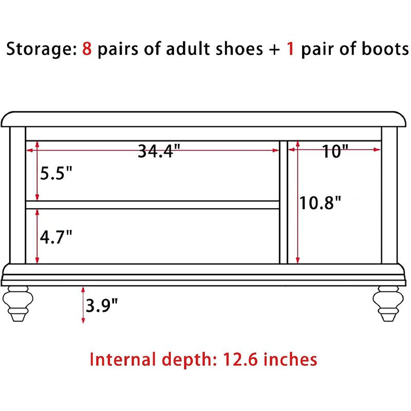 120cm Wooden Shoe Bench & Shoe Cabinet - 4 Seasons Home Gadgets