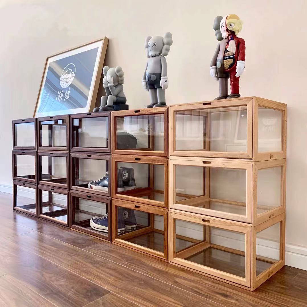 Cherry Wood Sneaker Display Case - 4 Seasons Home Gadgets