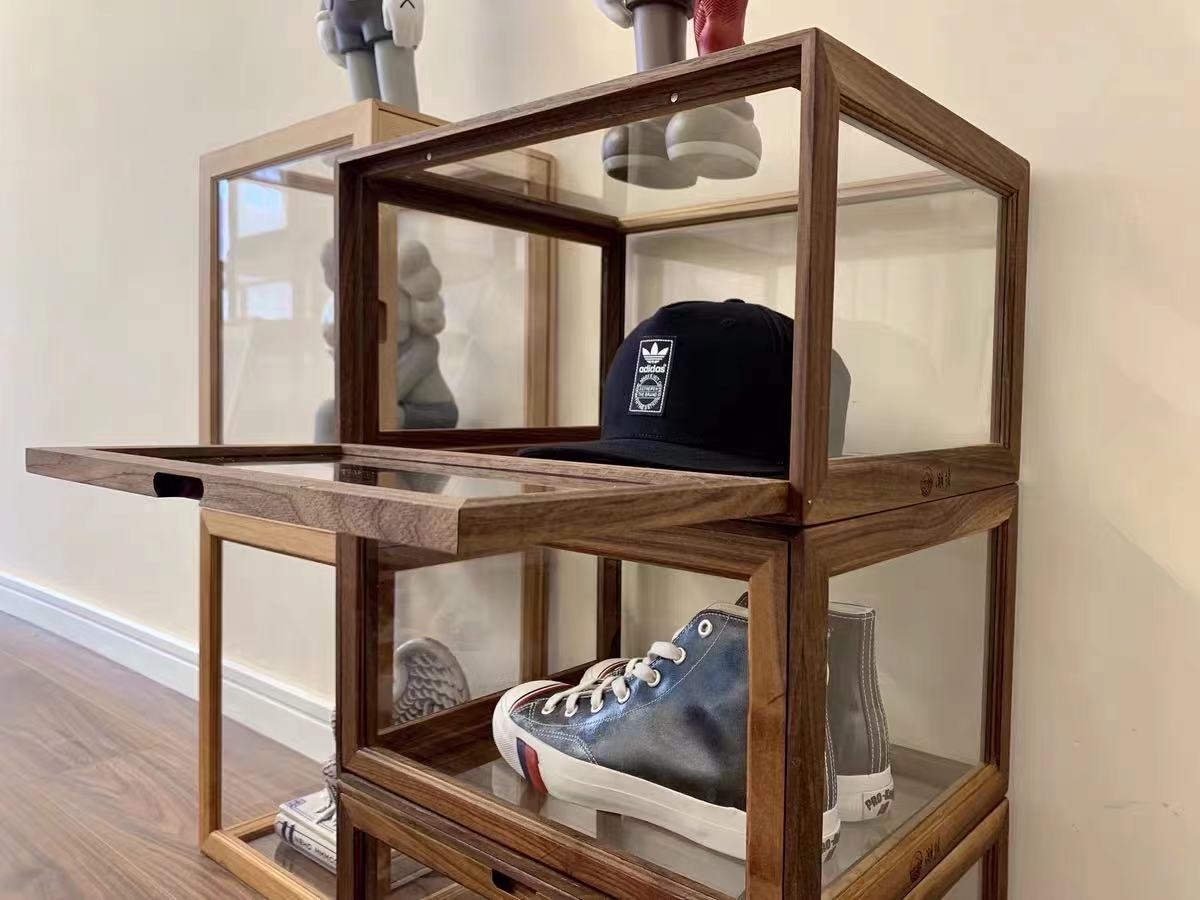 Cherry Wood Sneaker Display Case - 4 Seasons Home Gadgets