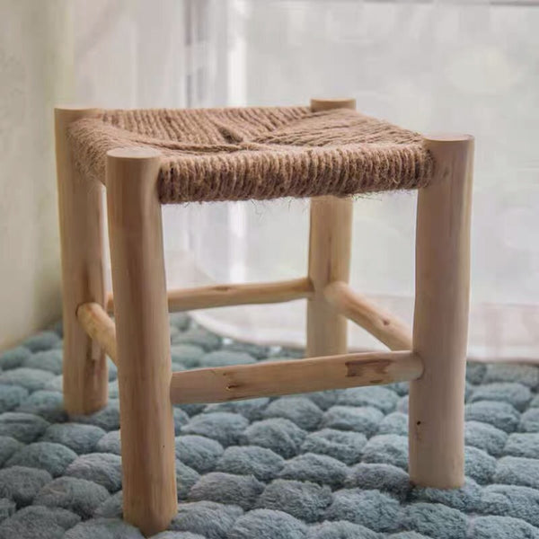 Woven Solid Wood Decorative Stool - 4 Seasons Home Gadgets