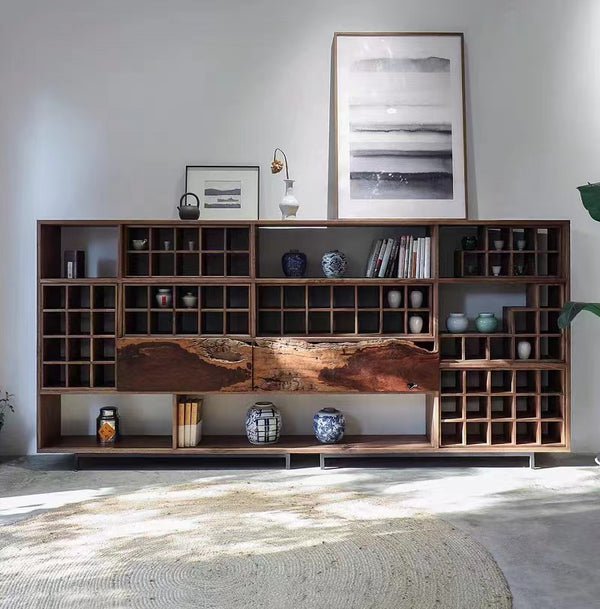 Zuma Old Walnut Solid Wood Bookcase - 4 Seasons Home Gadgets