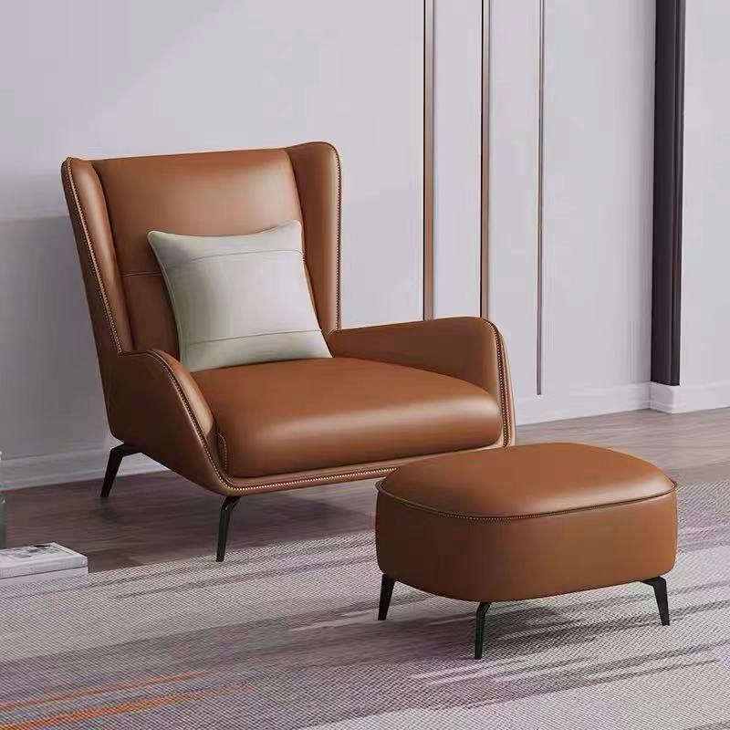 Wide Tufted Wingback Leather Chair - 4 Seasons Home Gadgets