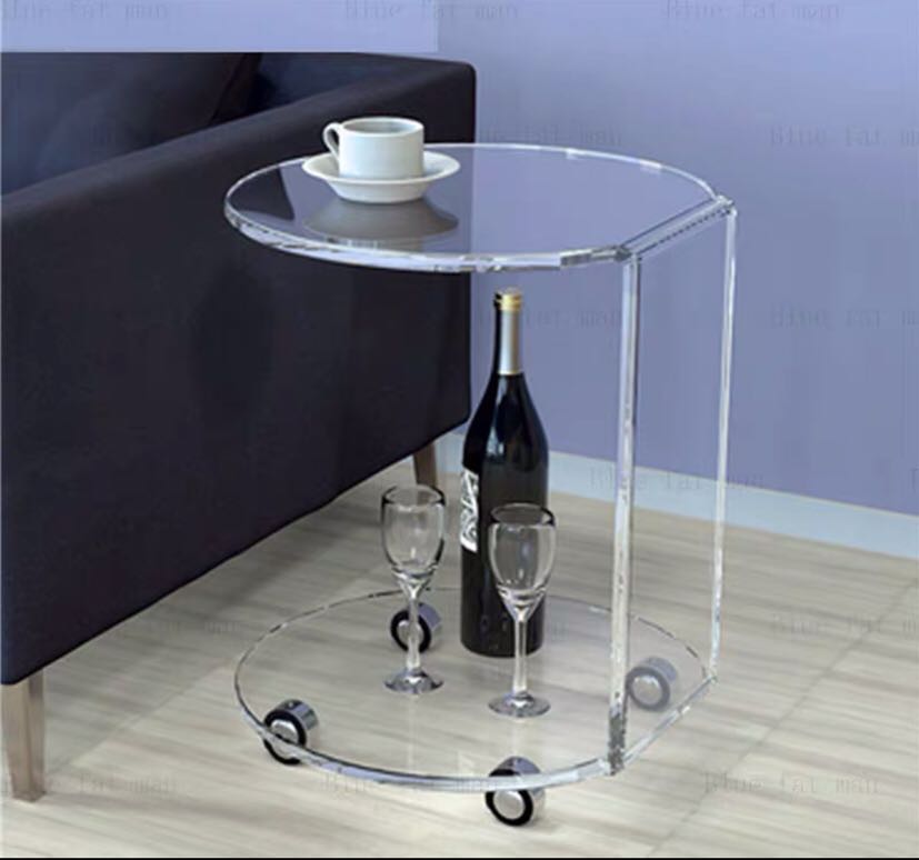 Acrylic C  Side Table On Wheels - 4 Seasons Home Gadgets